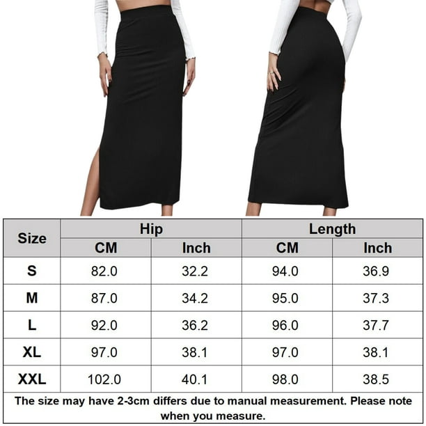 Faldas largas Falda larga casual para damas Una línea Asimétrica Color  sólido Estilo sexy Traje diario Kuymtek Negro T XXL para Mujer