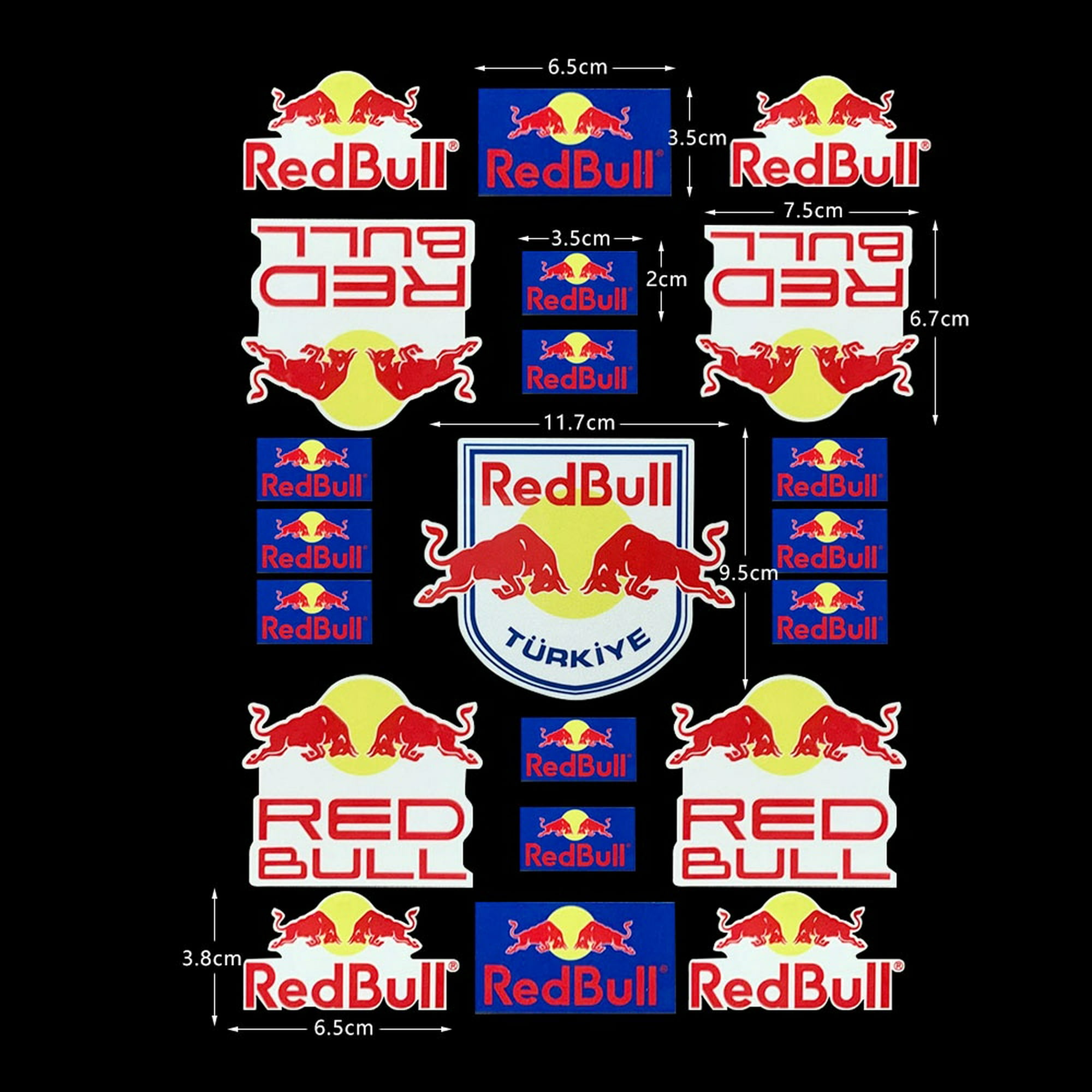 1 Set Reflective Red Bull Stickers Helmet Motorcycle Racing Car
