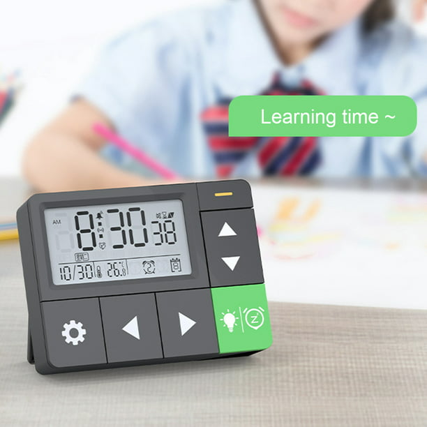 Reloj despertador digital de viaje con temporizador LCD con calendario  plegable, temporizador de temperatura, modo de repetición, funciona con  pilas