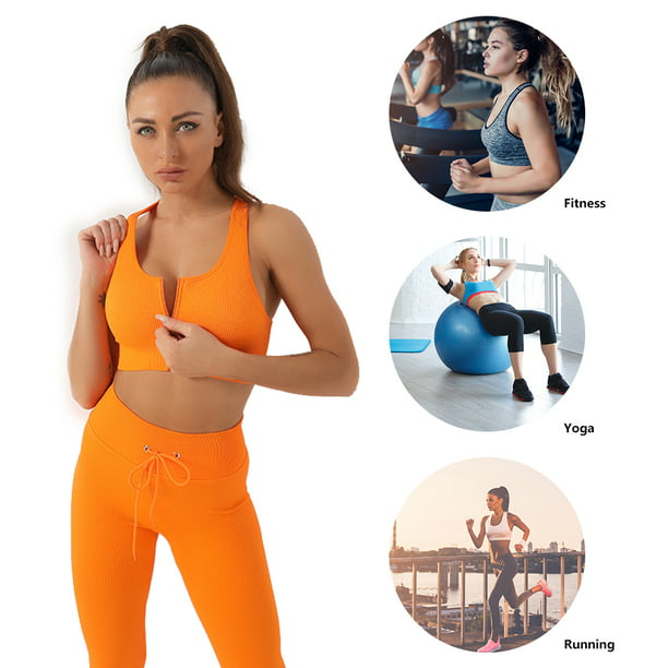 Conjunto De Yoga 2 piezas de ropa deportiva para mujer, ropa deportiva sin  costuras, artículos deportivos (naranja L) Likrtyny Para Estrenar