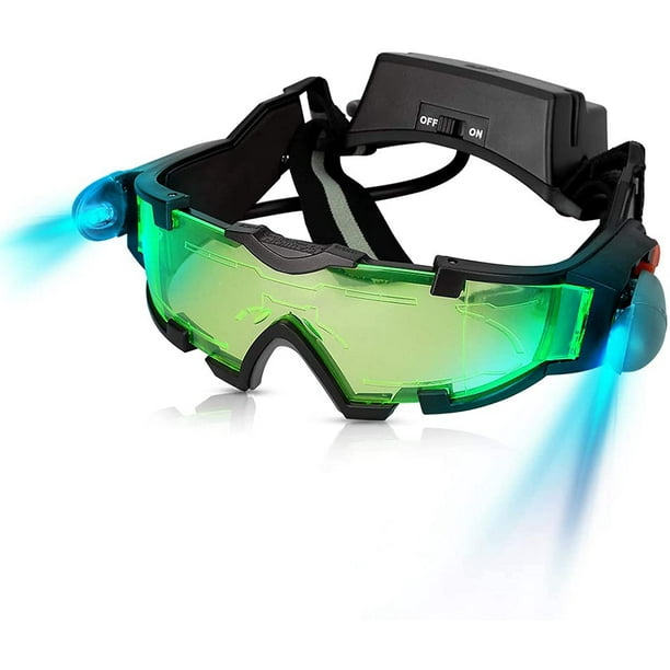 Gafas de visión nocturna para niños, gafas de misión nocturna ajustables  Spy Gear con lentes verdes abatibles ER