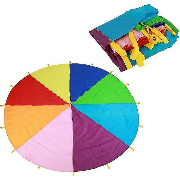  Paracaídas Paracaídas para niños, paracaídas de color arcoíris,  juego de grupo cooperativo al aire libre para niños, juguetes de  entrenamiento de fuerza deportiva (tamaño : diámetro 13.1 ft) : Deportes y