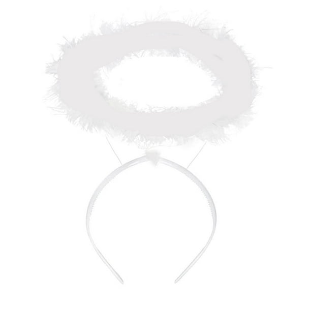 Angel Halo - Diadema esponjosa de plumas blancas, accesorios para disfraces  de ángel para adultos y niños Zhivalor 222228-2