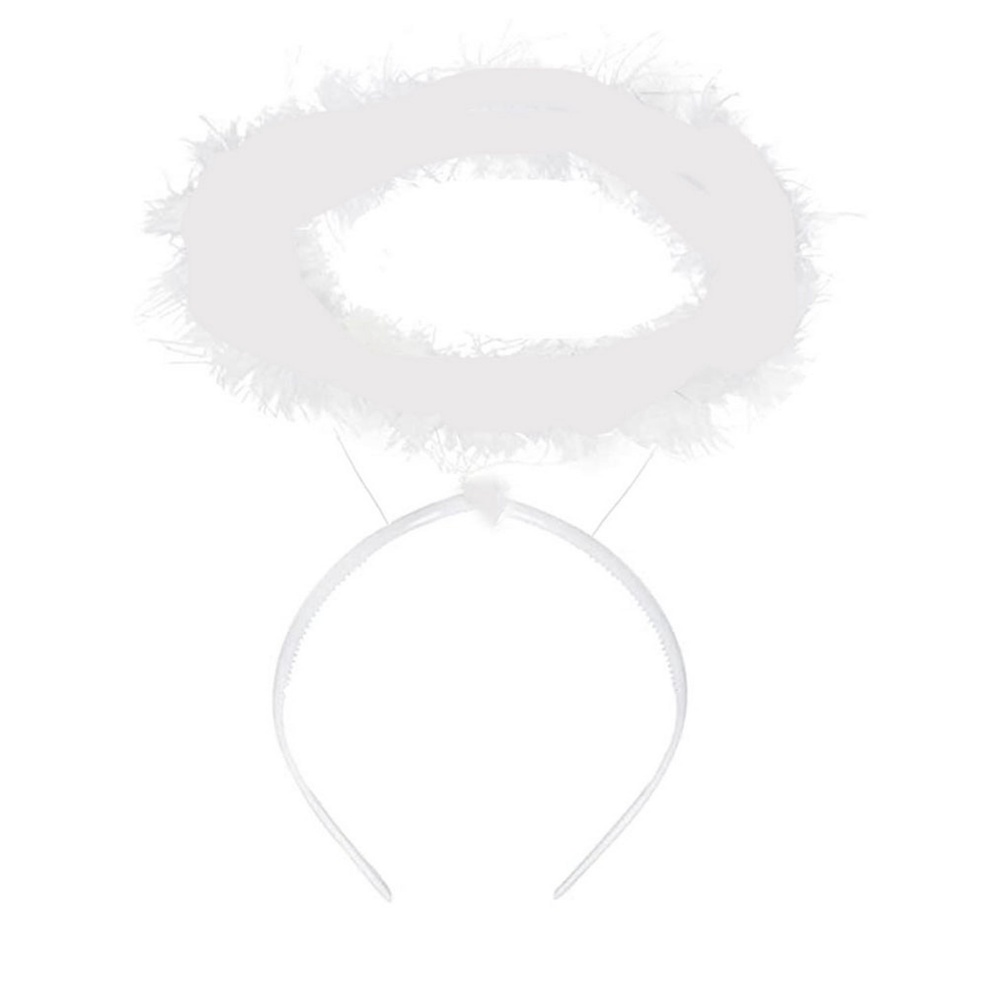 Angel Halo - Diadema esponjosa de plumas blancas, accesorios para disfraces  de ángel para adultos y niños Zhivalor 222228-2