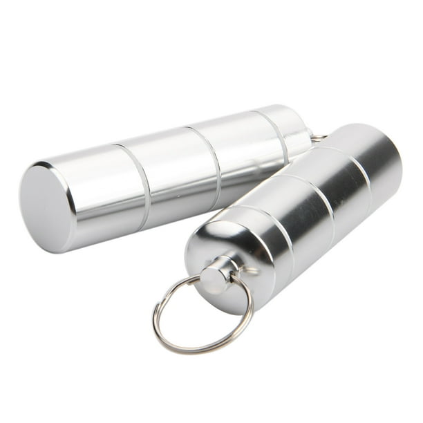 Pastillero llavero (paquete de 2), pequeño organizador de píldoras portátil  de aleación de aluminio para bolso, pastillero de metal impermeable