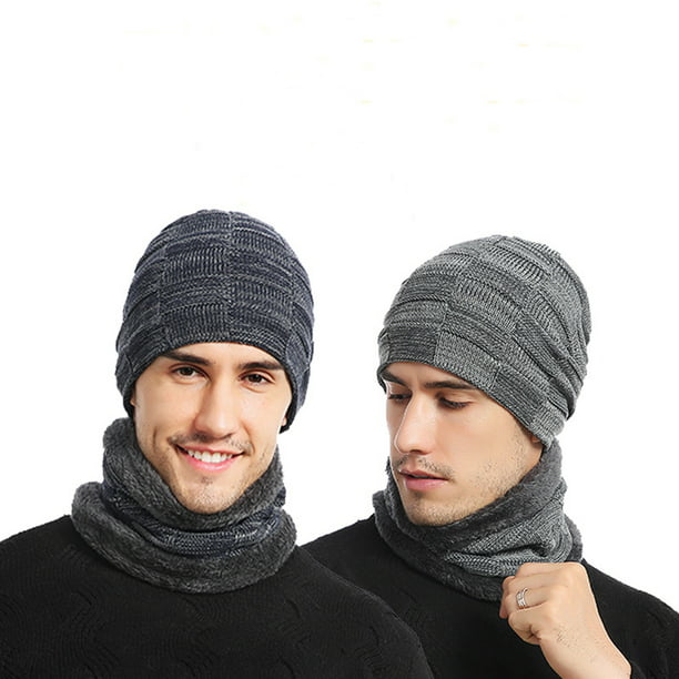 hombres sombreros cálidos bufanda invierno lana sombrero tejer para hombres  gorro