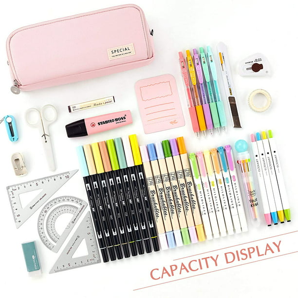 Estuche de lápices de gran capacidad Estuche de 1 compartimento grande para  niñas adolescentes Escuela y oficina (rosa) JAMW Sencillez