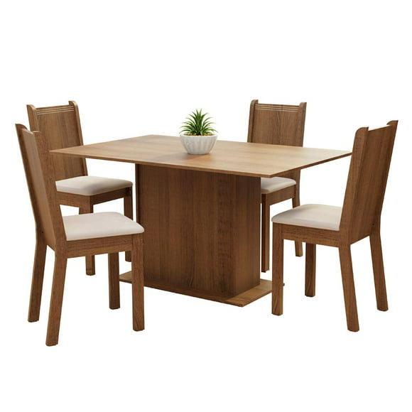 conjunto comedor madesa luana mesa tapa madera con 4 sillas marrónbeige madesa