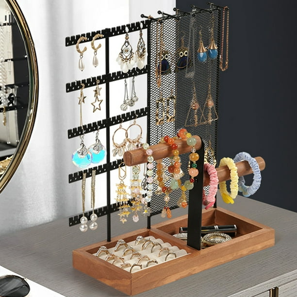 DesignSter Soporte para joyas – Organizador de joyas de metal extraíble de  2 niveles de alta calidad, pantalla de altura ajustable con caja de