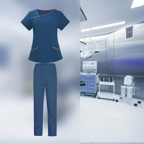 Conjunto de pantalones sueltos con camiseta de uniforme de enfermera para  mujer, cómodo con bolsillos Conjunto de uniformes médicos para cosmetología  , , SG Sunnimix uniforme de enfermera