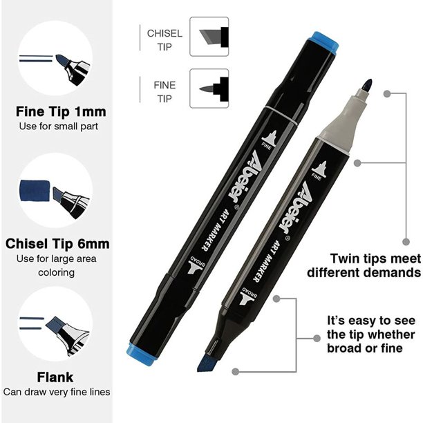 Rotuladores de punta de fieltro con alcohol de 168 colores, kit de  rotuladores permanentes, marcadores dobles de alcohol profesionales de  doble punta, creativos para principiantes, grafiti, bricolaje, bocetos  artísticos Kuyhfg Bienvenido a