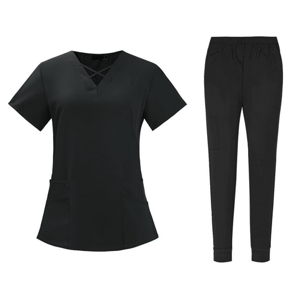 enfermería scrub set top pantalones transpirable trabajo uniforme para enfermera yoga jogger color negro l yuyangstore exfoliante de enfermería