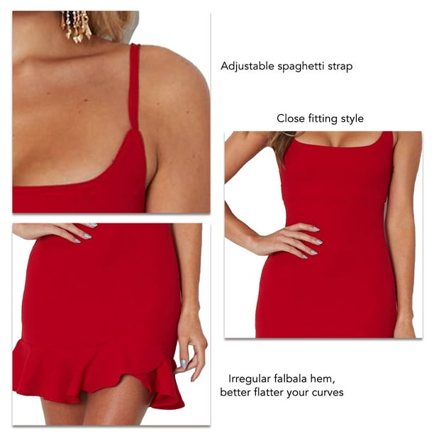 Comprar Vestido ajustado correas ajustables rojo Vestidos
