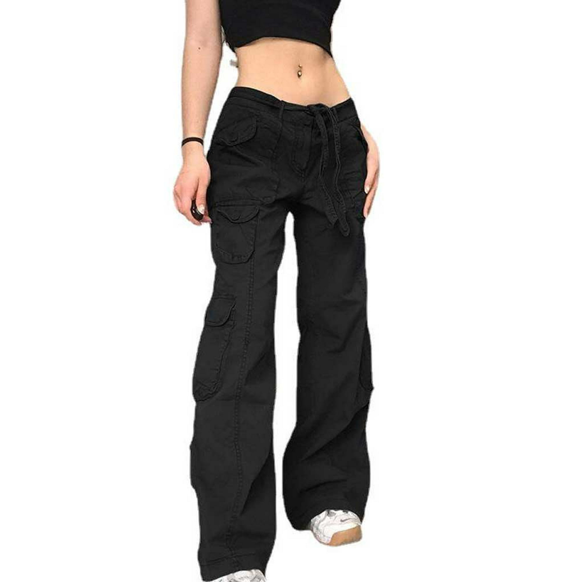 Pantalones Cargo con cordón para mujer, Pantalón ancho, holgado