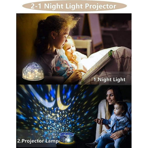 Proyector de luz nocturna para niños, proyector de luz de estrellas con  cable USB, rotación de 360 grados, lámpara de proyector de estrellas para