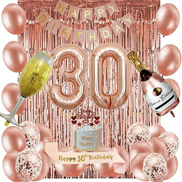  Decoraciones de   cumpleaños de oro rosa para mujer,   decoración de fiesta de cumpleaño BFORHAP BFORHAP