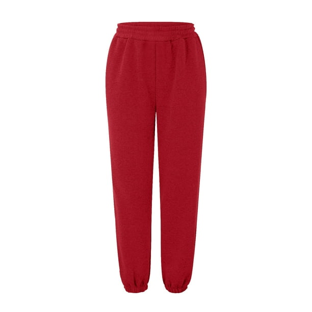 Gibobby Pantalones térmicos de mujer para el frío Pantalones de chándal  inferiores para mujer Pantalones de chándal Pantalones de yoga de talle con  bolsillos(Rojo,CH)
