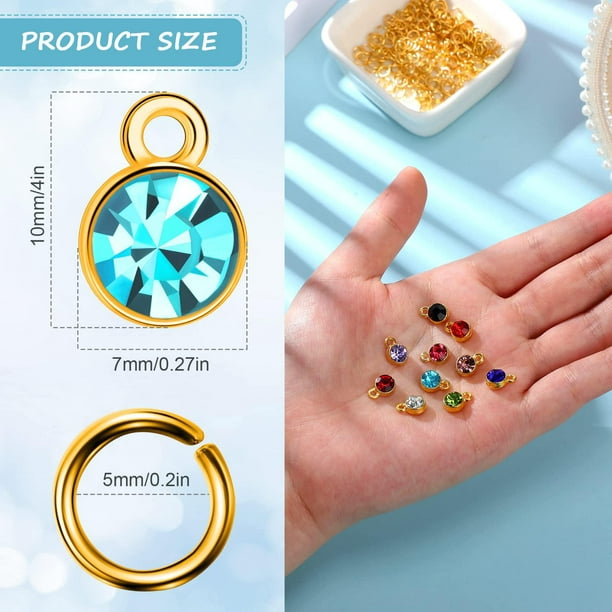 Colgantes de abalorios de piedra natal redondo con anillos , halzgos de joyería joya , pendiente accesorio Oro BLESIY Encantos de cristal | Walmart en línea