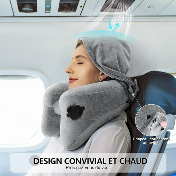 Almohada de cuello inflable para viaje, almohada inflable de avión que  soporta cómodamente la cabeza, el cuello y la barbilla, almohada de viaje