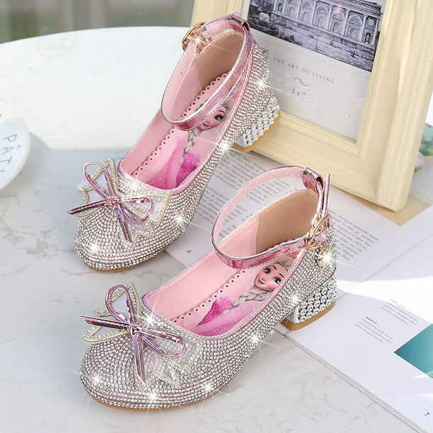 Disney niñas tacones altos primavera nuevos zapatos de cristal