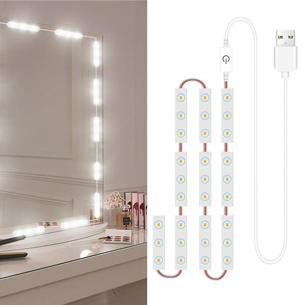 10 PCS LED Luces de espejo de maquillaje Control táctil regulable Luces de  espejo de tocador Luz de Tomshoo 10 piezas