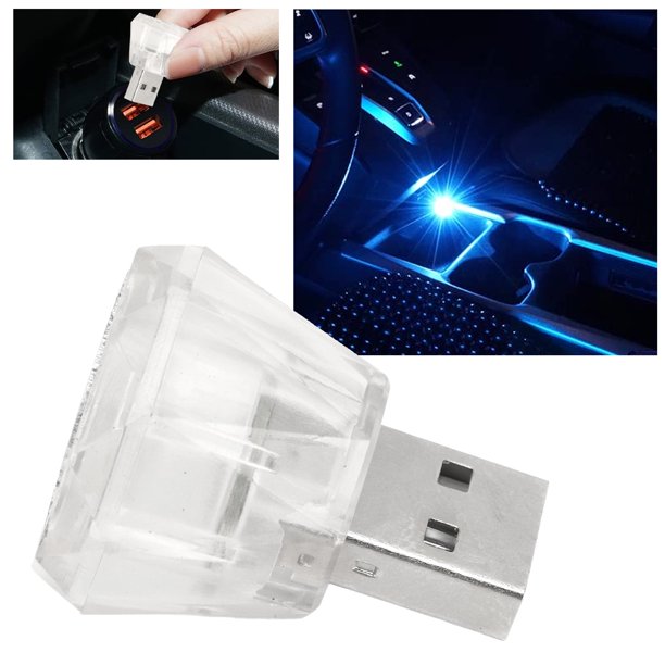 2 Uds USB LED coche interior luz noche atmósfera lámpara mini LED