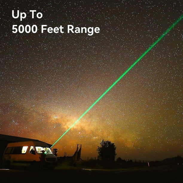 Puntero láser verde de largo alcance, 5000 pies, puntero láser de alta  potencia para observar estrellas, linterna láser, puntero láser recargable  con
