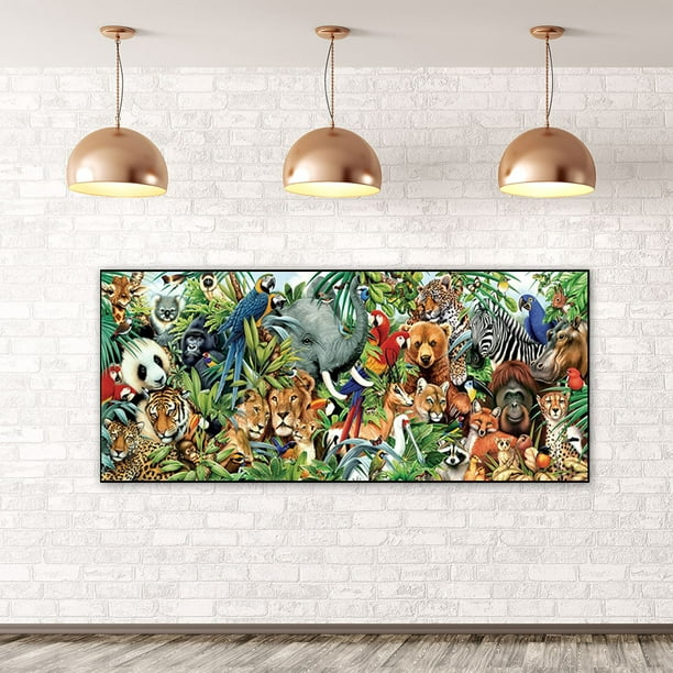 Cuadros Decorativos Familia de animales pintura al óleo por