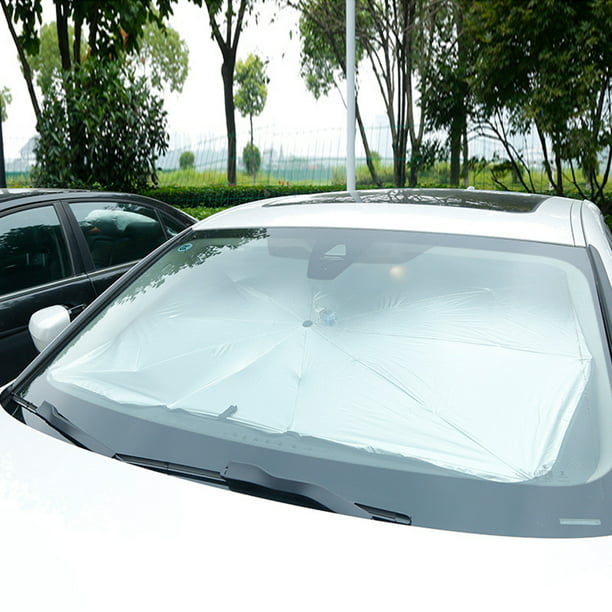  Parasol delantero para automóvil, portátil, plegable, fuerte,  resistente a los rayos UV y al calor, mantiene el automóvil fresco,  cubierta universal para parabrisas para automóvil, camión, SUV (L(59 x  31.51 pulgadas) 