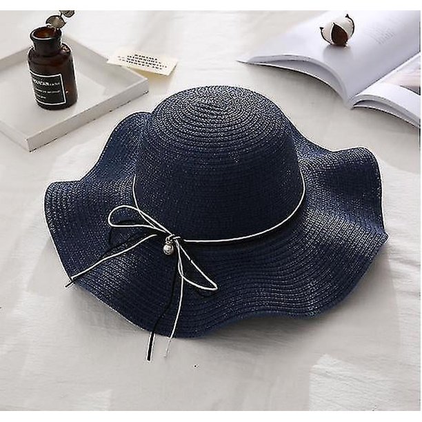 Sombreros De Paja para Mujer, Sombrero De Paja De ala Grande con Protección  Solar, Gorra De Playa con Protección UV De Verano, Sombrero De Playa con