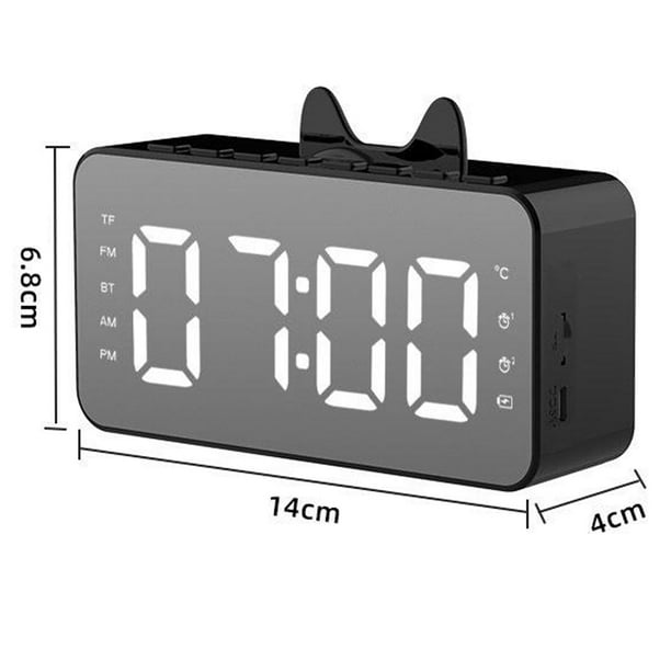 Radio Despertador con Bluetooth, relojes digitales con espejo, temperatura,  , brillo , puerto USB Baoblaze Despertador digital