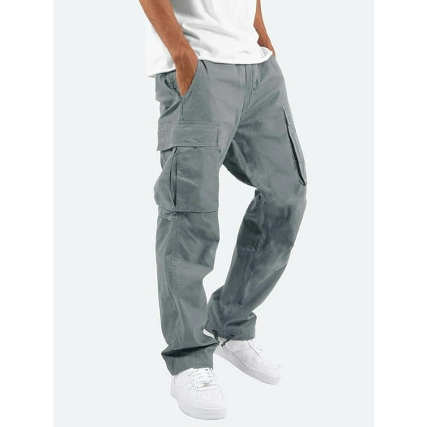 Pantalones Cargo de algodón para hombre, Pantalón ancho informal