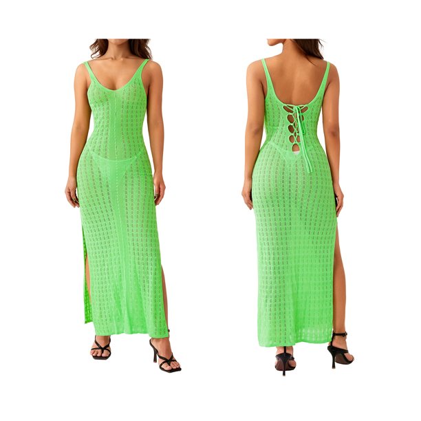  Vestido casual de verano para mujer, con textura, lazo