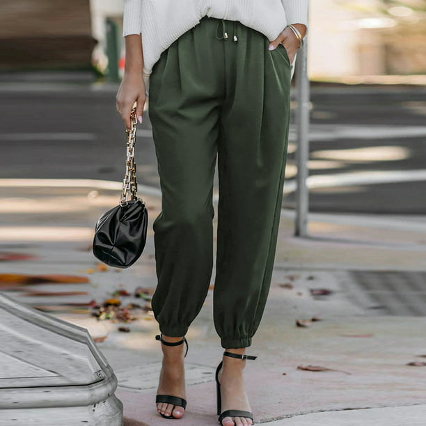 Pantalones Lápiz Pantalones casuales de mujer Pantalones de mujer de moda  Pantalones de bolsillo par Ygjytge para Mujer Verde T M