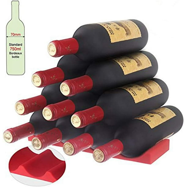 Botellero - Botellero apilable para 10 botellas de vino - Almacenamiento  práctico en el sótano y en la nevera de la cocina, Silicona, Rojo