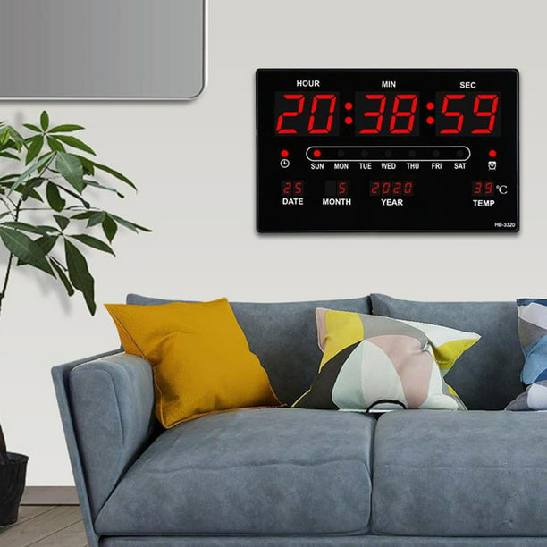 Reloj de Pared y mesa Digital Grande Oficina Temperatura Calendario alarma  220V 8435481300158