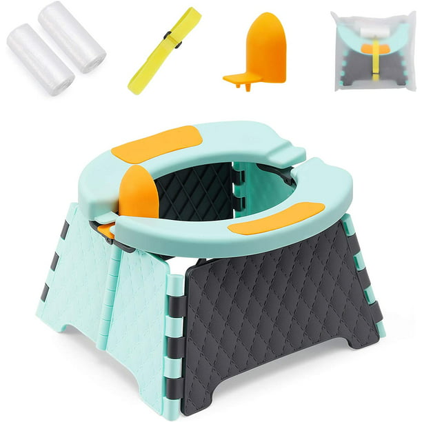 FOVERN1 - Orinal portátil para niños pequeños, asiento de inodoro plegable  de viaje para niños pequeños, silla de entrenamiento portátil con bolsa de