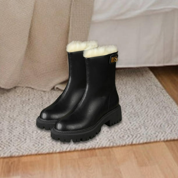 Botas De Invierno Para Hombre Zapatos Cálidos Cuero Impermeable Para Nieve  Frio