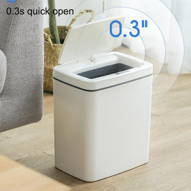 Bote de Basura sin Contacto, Sensor de Movimiento Automático de 16 L Cubo  de Basura Inteligente Cubo de Basura de Inducción Inteligente Eléctrico con  Tapa para Cocina Sala de Estar Baño(Blanco) 
