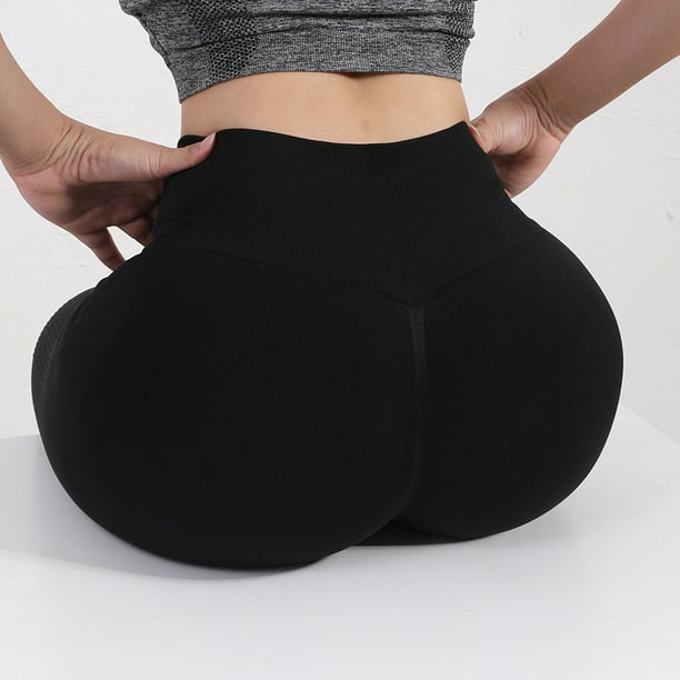 Pantalones cortos deportivos de yoga de cintura alta Push Up para mujer  Ropa para correr (Negro S/M) Likrtyny Para estrenar