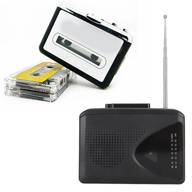 Reproductor de casete portátil con radio AM/FM, negro