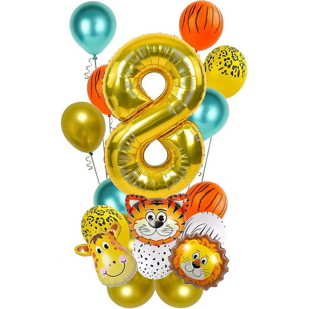 8 Piezas Globos Con Número 1 Y Diseño De Animales De Jungla, Decoraciones  Para Fiestas De Cumpleaños Temáticas De Safari, Conjunto De Globos Con  Estrellas Y Confeti Para Baby Shower