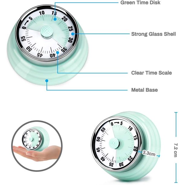 Temporizador de 60 minutos, temporizador de cocina, temporizador de alarma,  temporizador de cocción, temporizador mecánico, alarma de 72 db, sonido