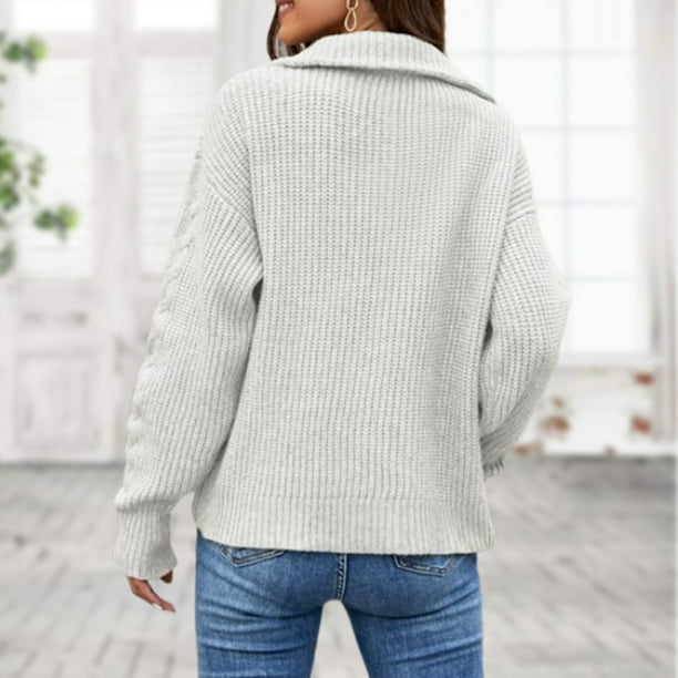 Suéteres de punto para mujer, suéter de cuello alto de Color sólido, ropa  de diario para mujer FLhrweasw Nuevo