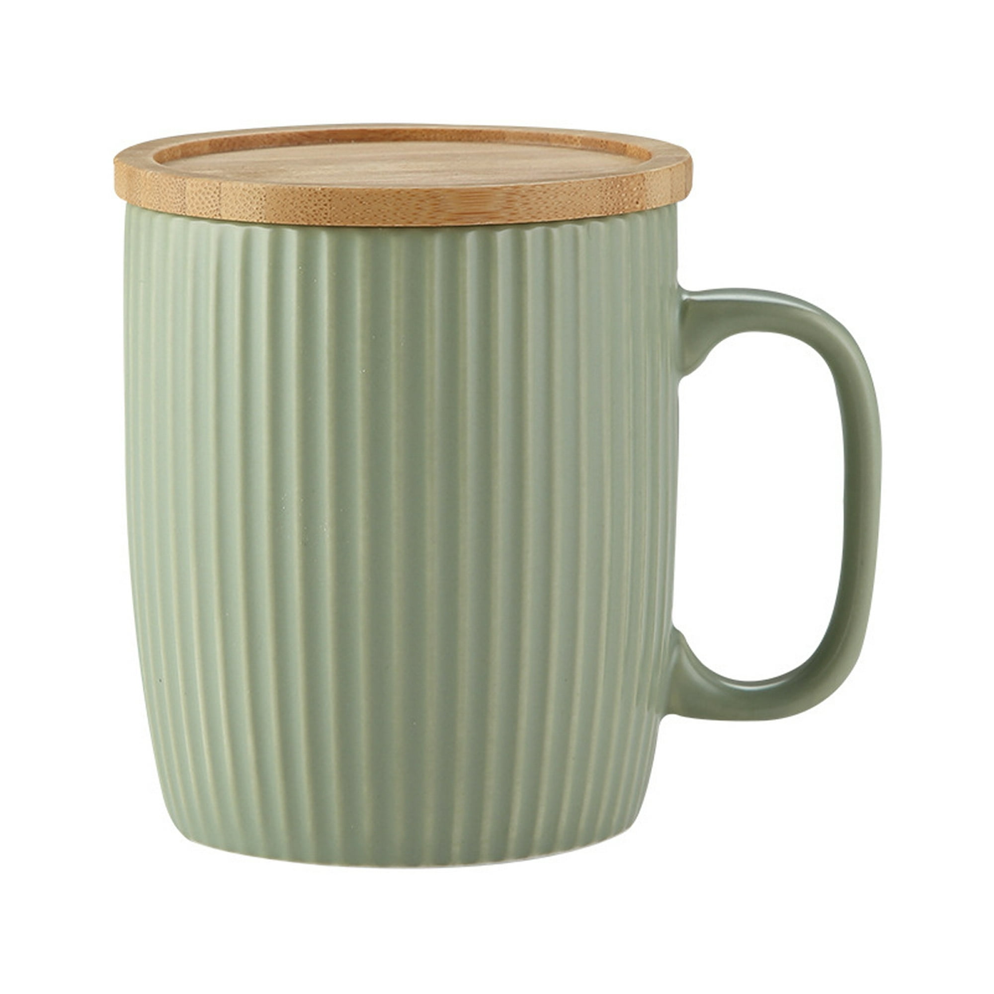 2 tazas de desayuno grandes, cerámica blanca, líneas horizontales verdes,  asa para agarrar, vajilla, tazas de té, regalo para ella -  España