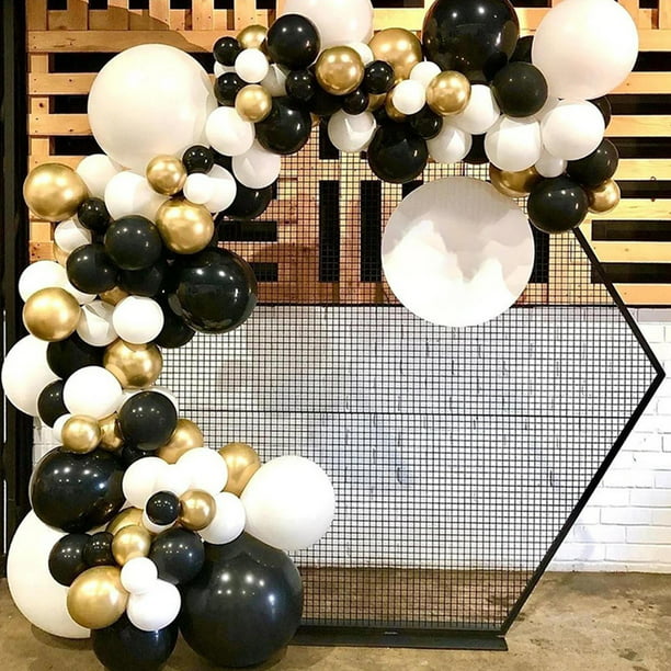 Kit de de globos metálicos negros y dorados, juego de globos de látex para  año Nuevo, cumpleaños, despedida de soltera, suministros de decoración  Negro Oro Blanco Baoblaze Globos de arco