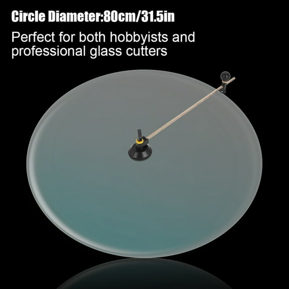 fyearfly cortador de vidrio brújulas de 6 ruedas cortador de corte circular ajustable con círculo de ventosa y escala transparente para cortadores de vidrio80cm