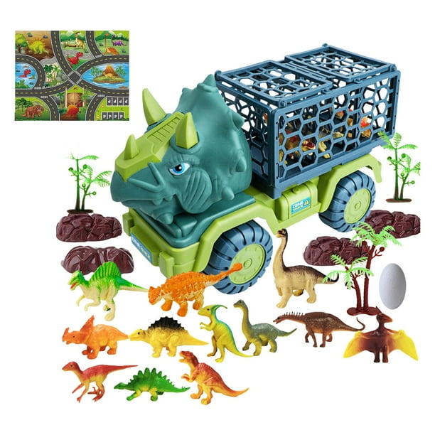 Camión de Juguete de Dinosaurio para de 3 a 7 años, Juguetes de Dinosaurio  de Plástico para Y Niñas, Coches de Dinosaurio Extraíbles, 6 Ju Sunnimix  Camión de transporte