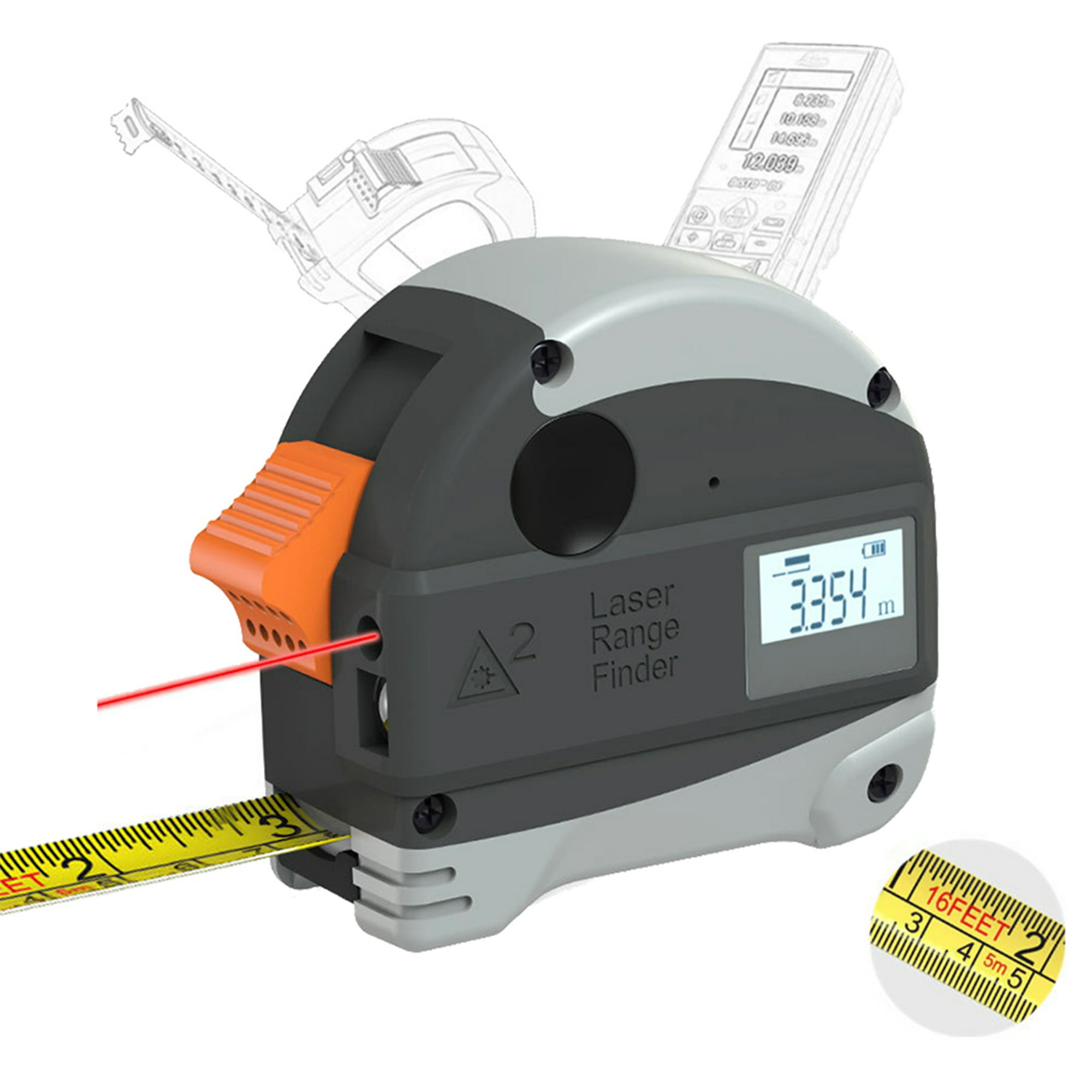 Medidor de distancia de cinta métrica láser, telémetro de cable retráctil  Digital inoxidable, herramienta de medición