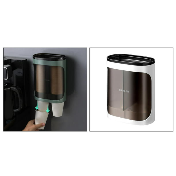  Dispensador de vasos, dispensador de vasos de papel desechable  para enfriador de agua, soporte de taza de agua de papel tipo tirón,  soporte para montaje en pared, estante de almacenamiento de